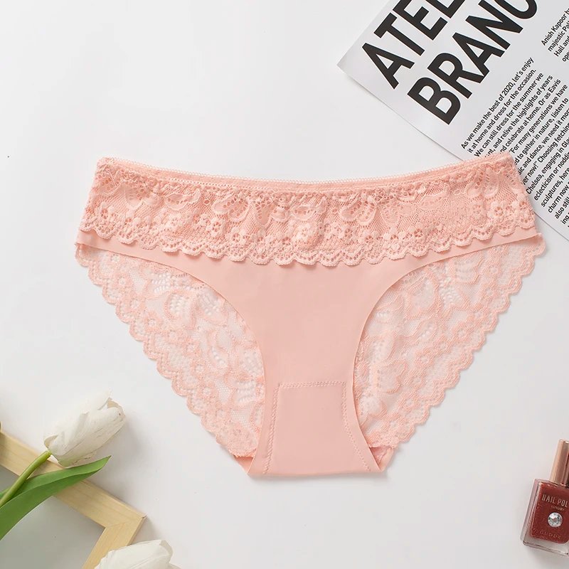 3PCS/Set Women's Panties Lace Silk Satin Underwear Sexy Lingerie Soft Comfortable Female Briefs Sweet Cozy Underpants