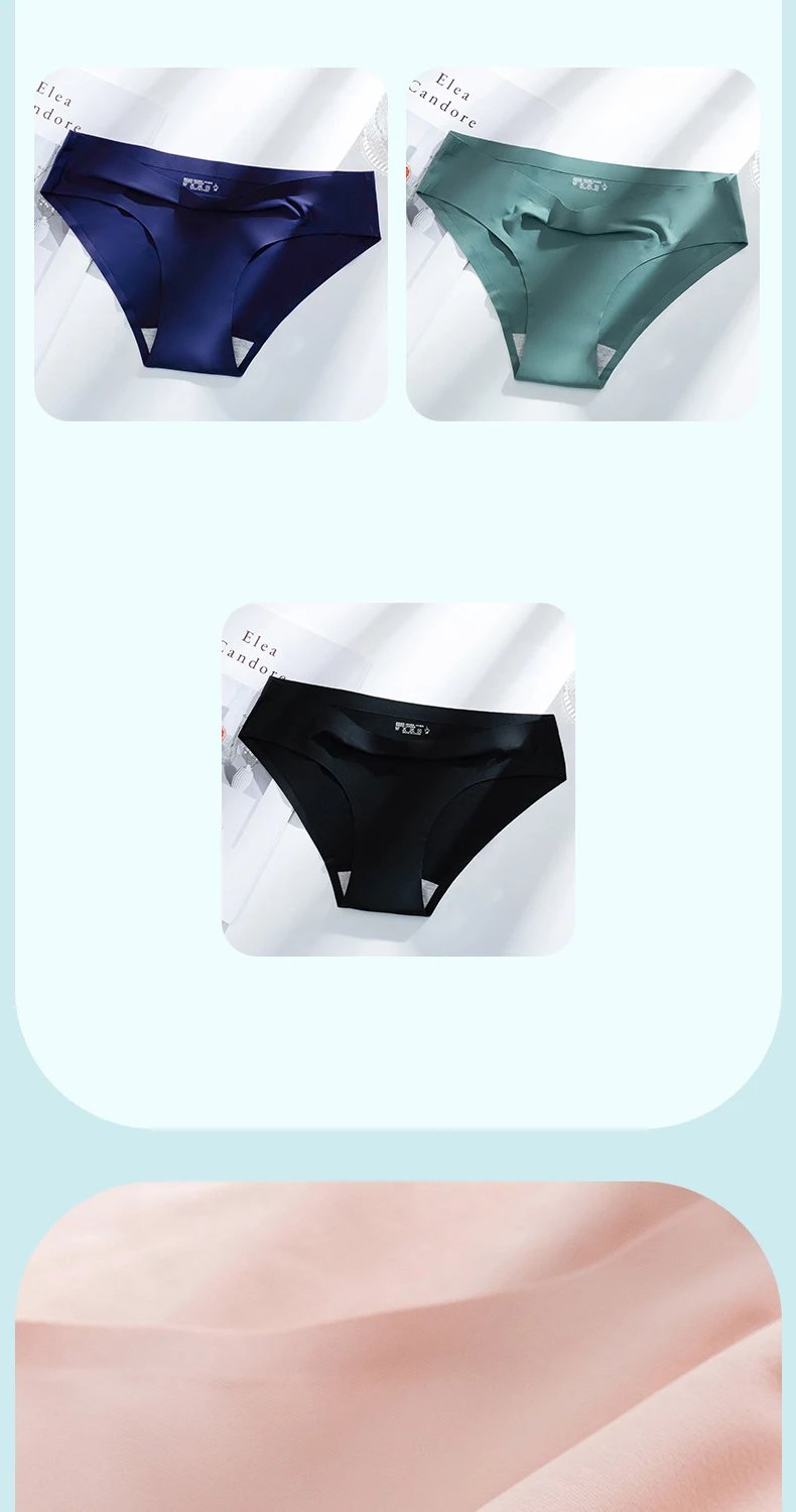 TrowBridge 3PCS/Set Solid Colors Women's Panties Breathable Seamless Underwear Silk Satin Sexy Panty Thin Cozy Lingerie Hot Sale