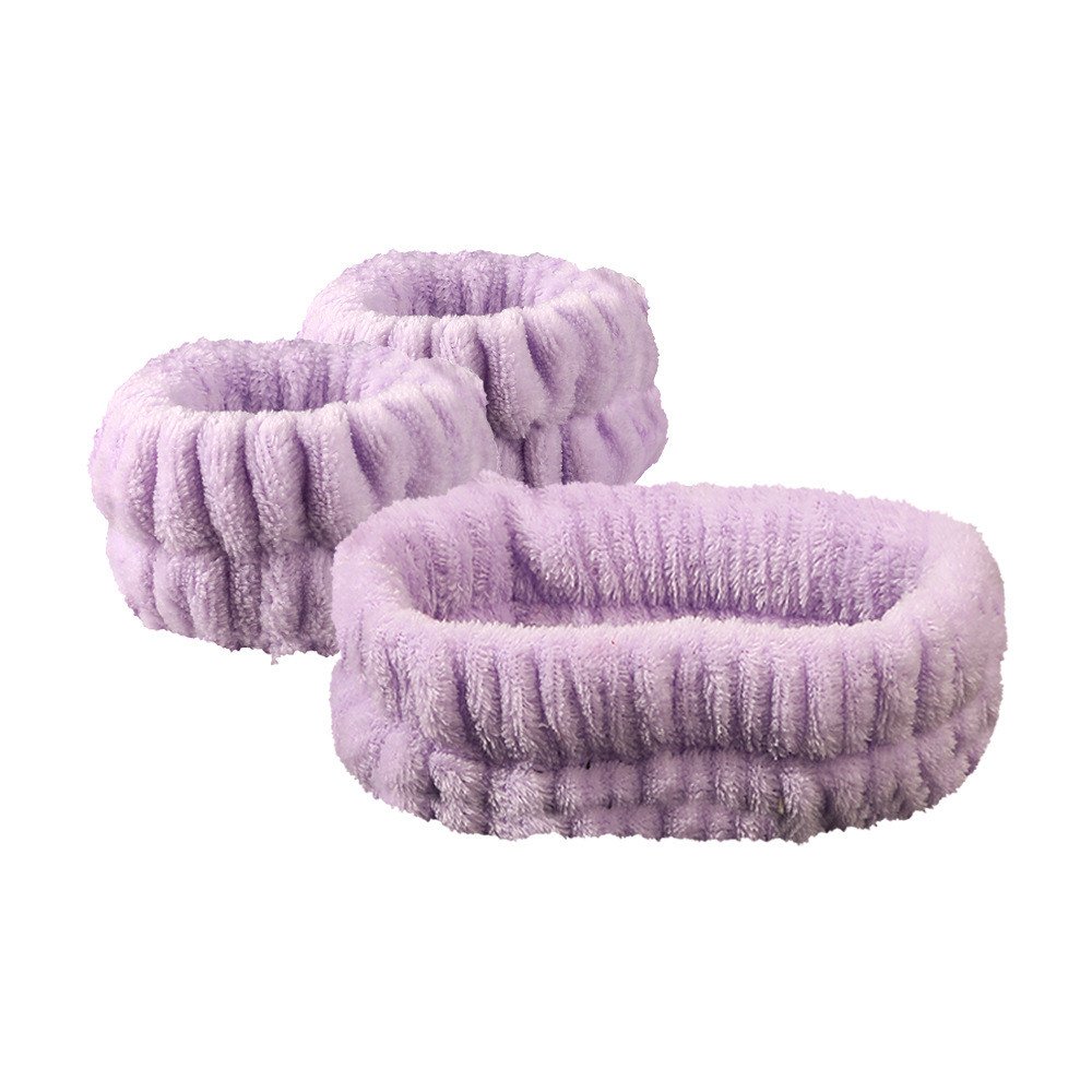Wash Face Headbands For Women Coral Fleece Hair Bands Cuff Waterproof Bands Absorbent Wristbands Head Band Hair Accessories Set