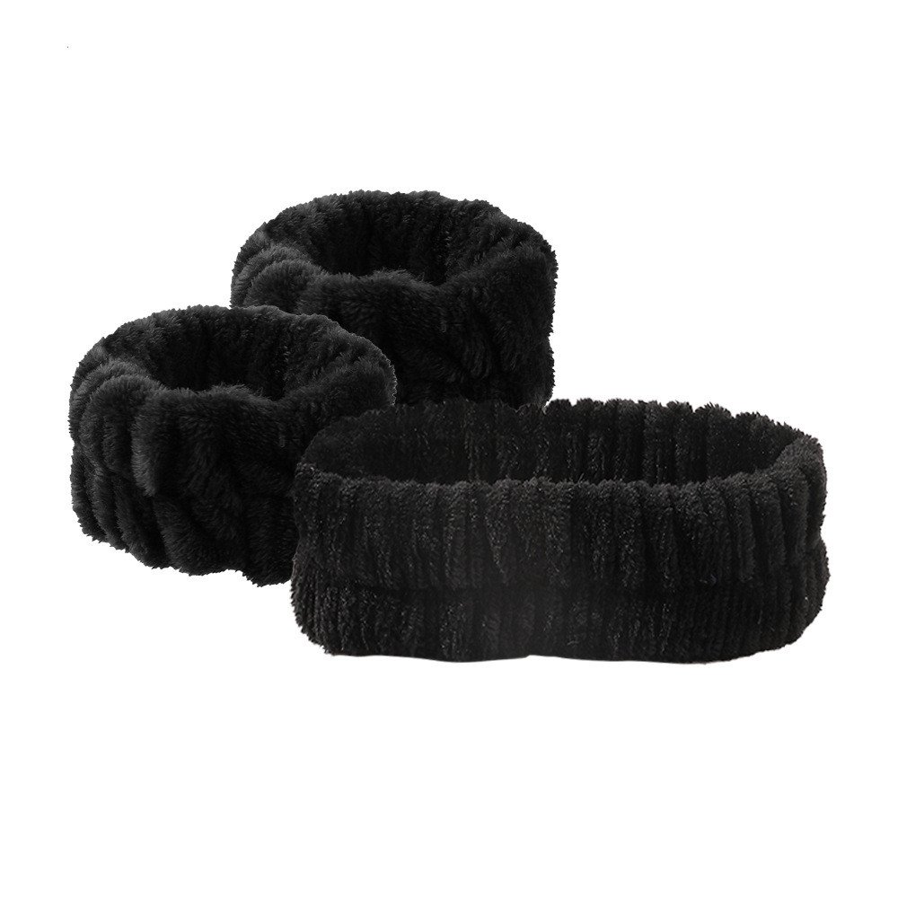 Wash Face Headbands For Women Coral Fleece Hair Bands Cuff Waterproof Bands Absorbent Wristbands Head Band Hair Accessories Set