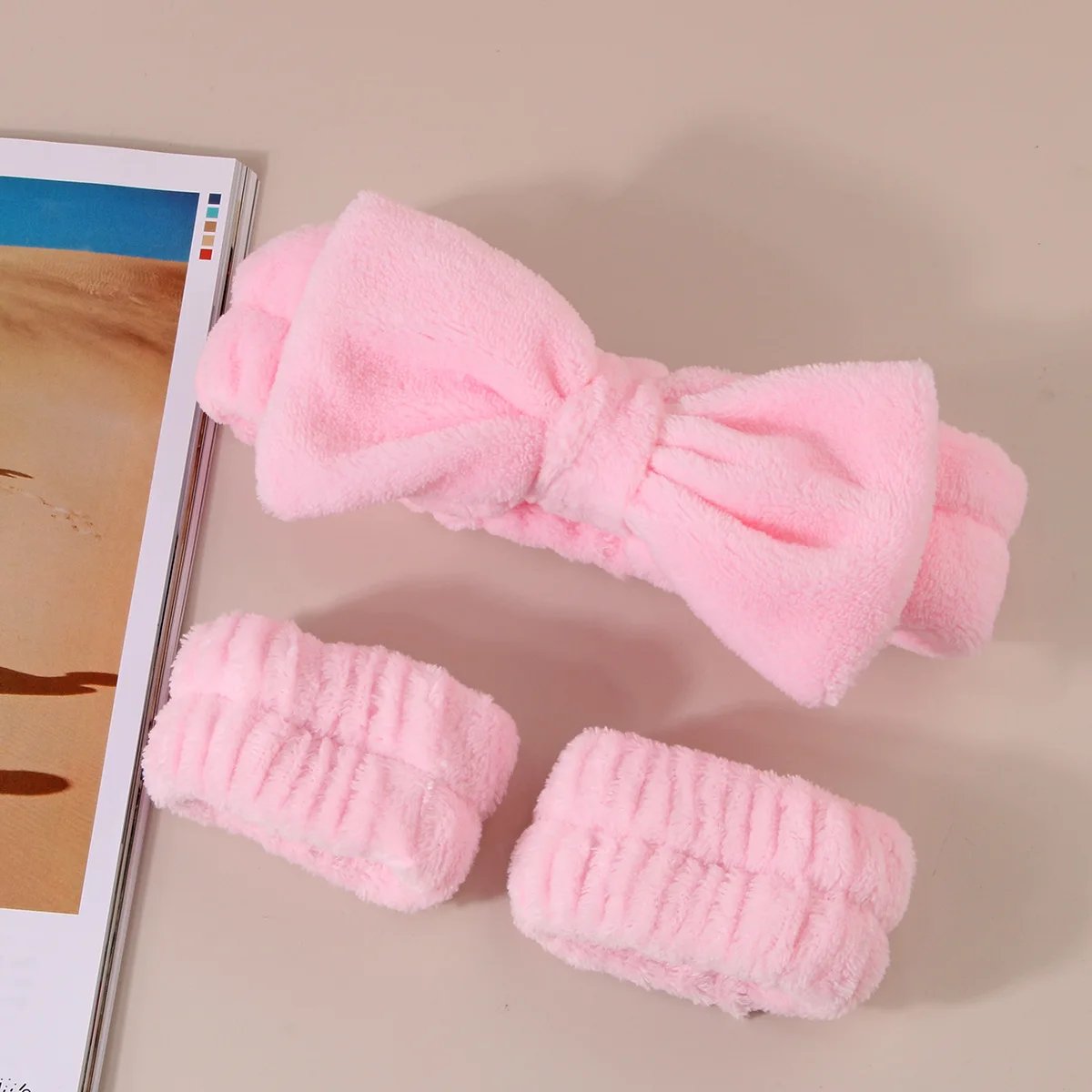 Wash Face Headbands For Women Coral Fleece Hair Bands Cuff Waterproof Bands Absorbent Wristbands Head Band Hair Accessories Set