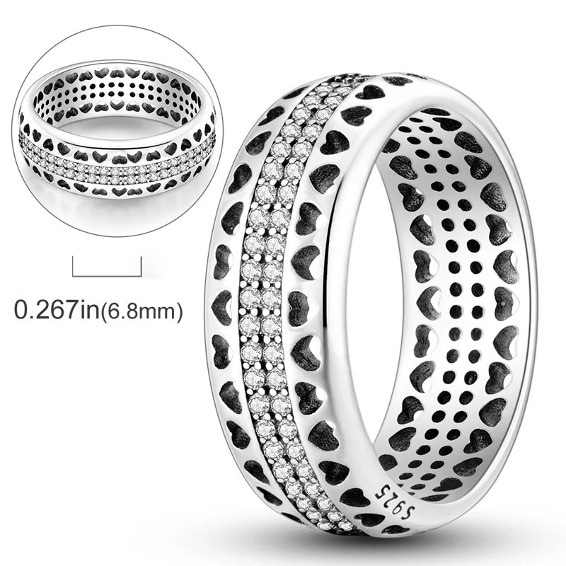 New Red Heart Ring 925 Sterling Silver Sparkling Ring for Women 925 Silver Design Original Zircon Rings Festival Jewelry Gift