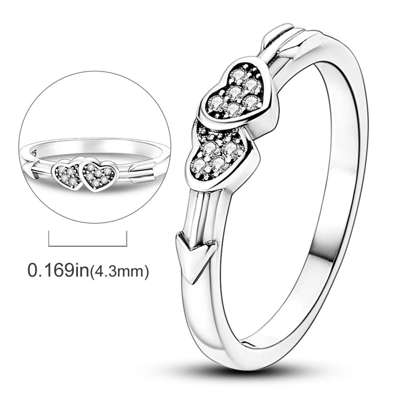 New Red Heart Ring 925 Sterling Silver Sparkling Ring for Women 925 Silver Design Original Zircon Rings Festival Jewelry Gift