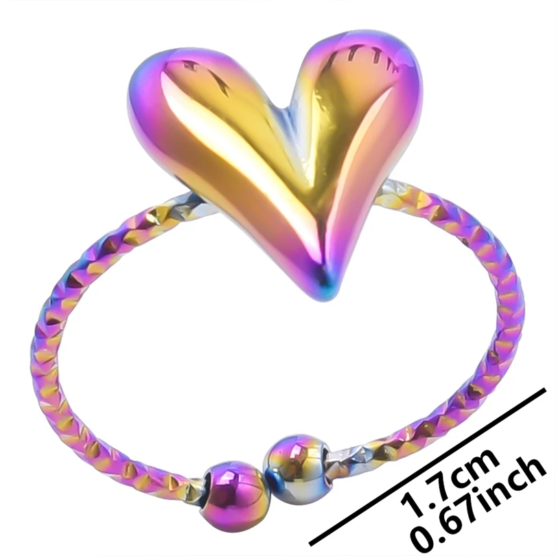 Elegant Girl Jewelry Love Stainless Steel Heart Rings For Women Accessories 2023 Trend Finger Ring Adjustable Open Bague Wedding Elegant Girl Jewelry Love Stainless Steel Heart Rings For Women Accessories 2023 Trend Finger Ring Adjustable Open Bague Wedding