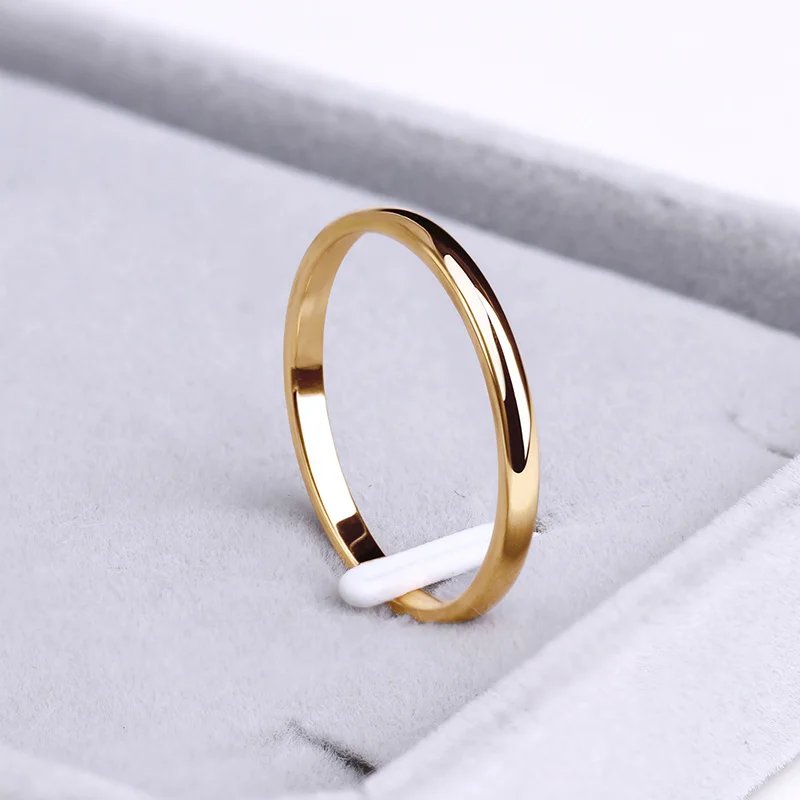 Stainless Steel Rings Rose Gold Color Anti-allergy Smooth Simple Wedding Couples Rings Bijouterie