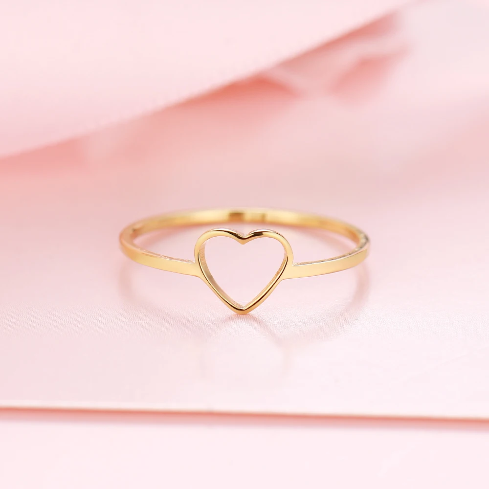 Stainless Steel Luckyoverflow Best Friend New Fashion Gold Color Heart Shaped Wedding Rings for Woman Jewelry Gift R349 Stainless Steel Luckyoverflow Best Friend New Fashion Gold Color Heart Shaped Wedding Rings for Woman Jewelry Gift R349