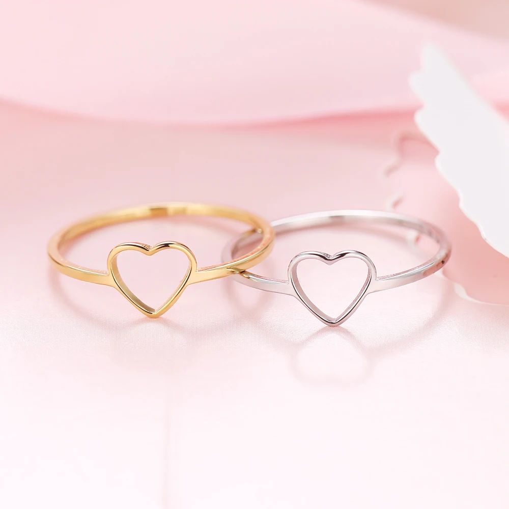 Stainless Steel Luckyoverflow Best Friend New Fashion Gold Color Heart Shaped Wedding Rings for Woman Jewelry Gift R349 Stainless Steel Luckyoverflow Best Friend New Fashion Gold Color Heart Shaped Wedding Rings for Woman Jewelry Gift R349