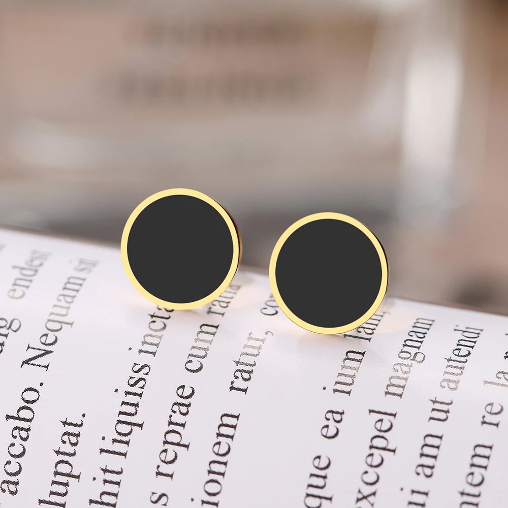 Stainless Steel Earrings 2022 Trend New Korean Fashion Aesthetic Round Stud Earrings For Women Jewelry Party Girls Gifts