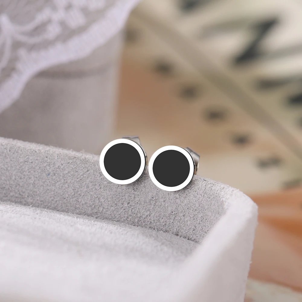 Stainless Steel Earrings 2022 Trend New Korean Fashion Aesthetic Round Stud Earrings For Women Jewelry Party Girls Gifts