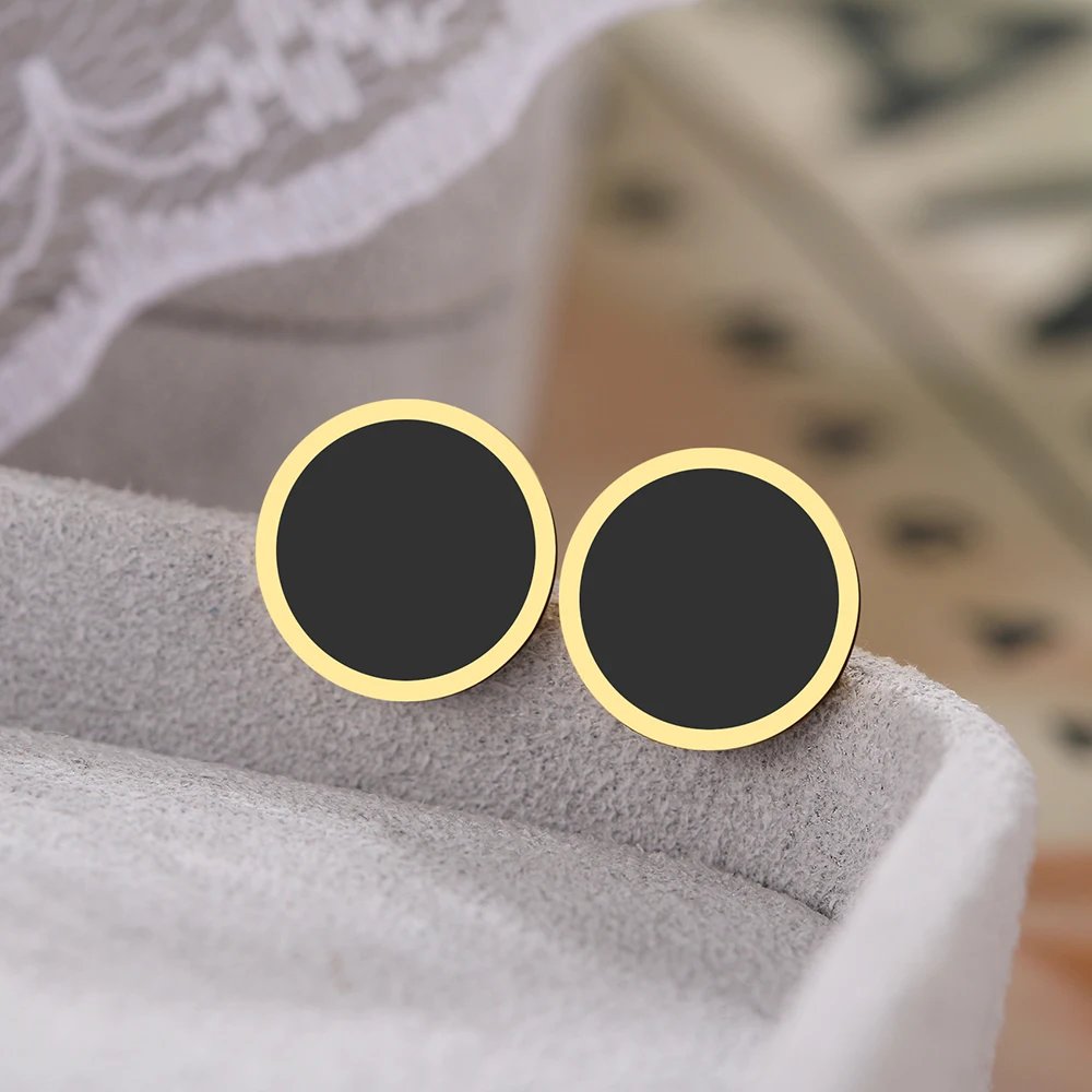 Stainless Steel Earrings 2022 Trend New Korean Fashion Aesthetic Round Stud Earrings For Women Jewelry Party Girls Gifts