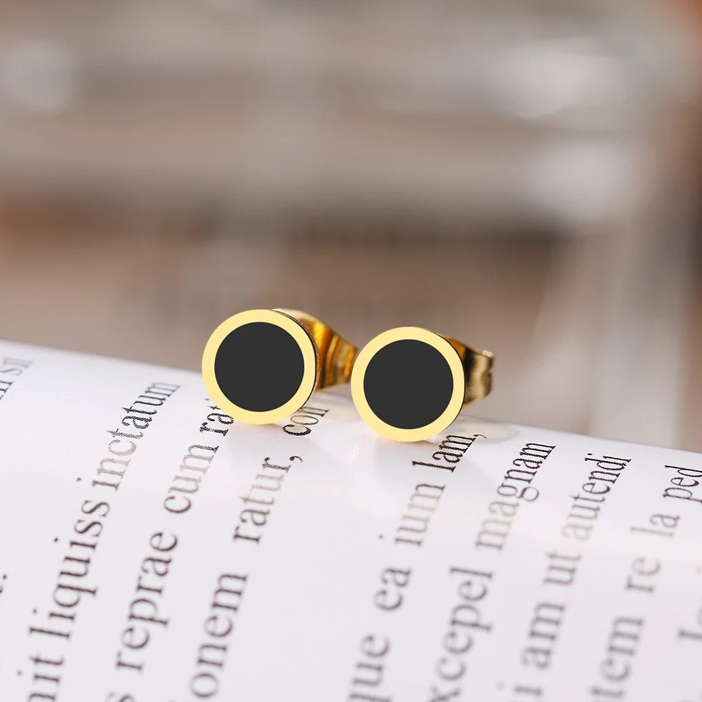 Stainless Steel Earrings 2022 Trend New Korean Fashion Aesthetic Round Stud Earrings For Women Jewelry Party Girls Gifts