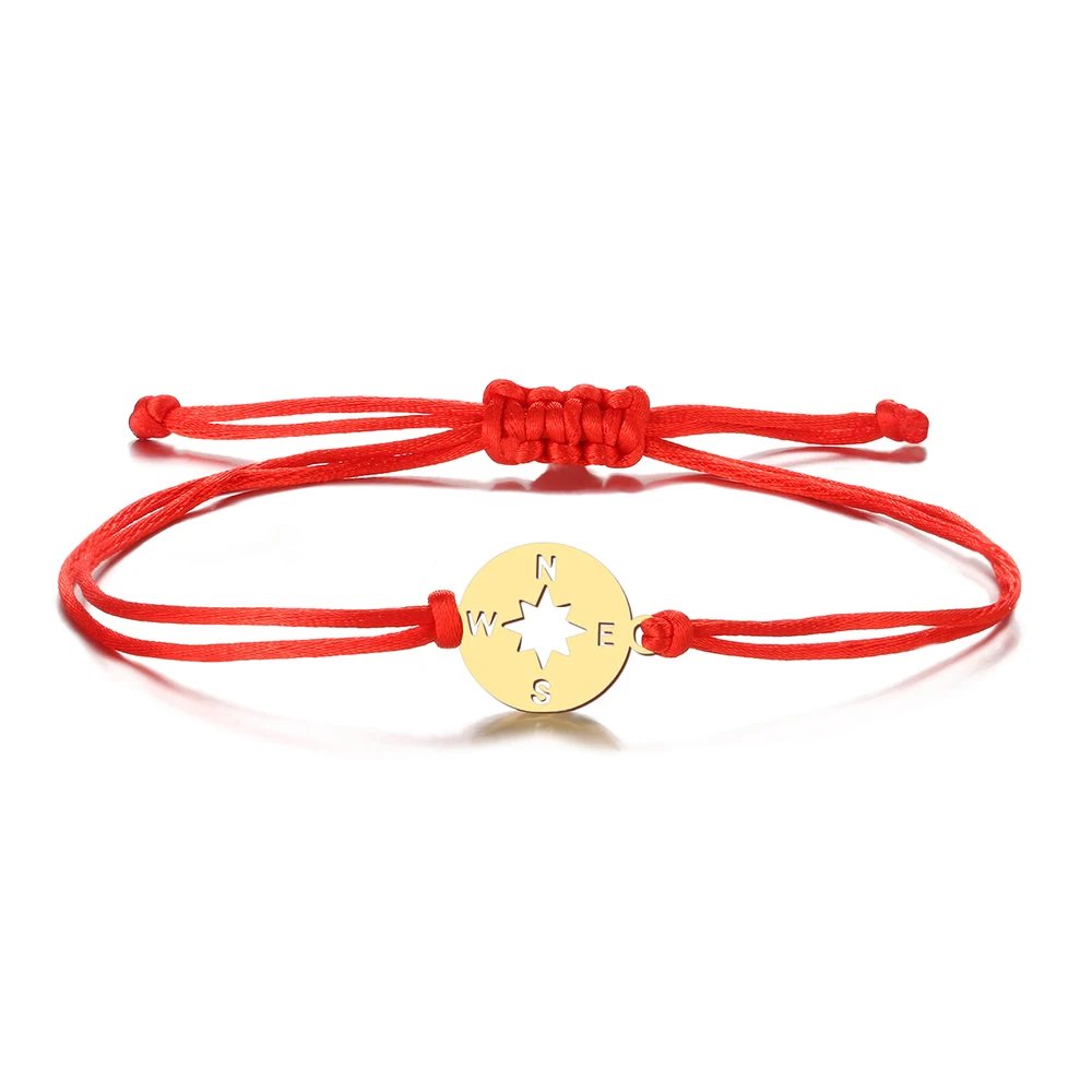 Stainless Steel Bracelets Lucky Black Red Rope Hand Made Fashion Clover Cartoon Cross Summer Charm Bracelet For Women Jewelry