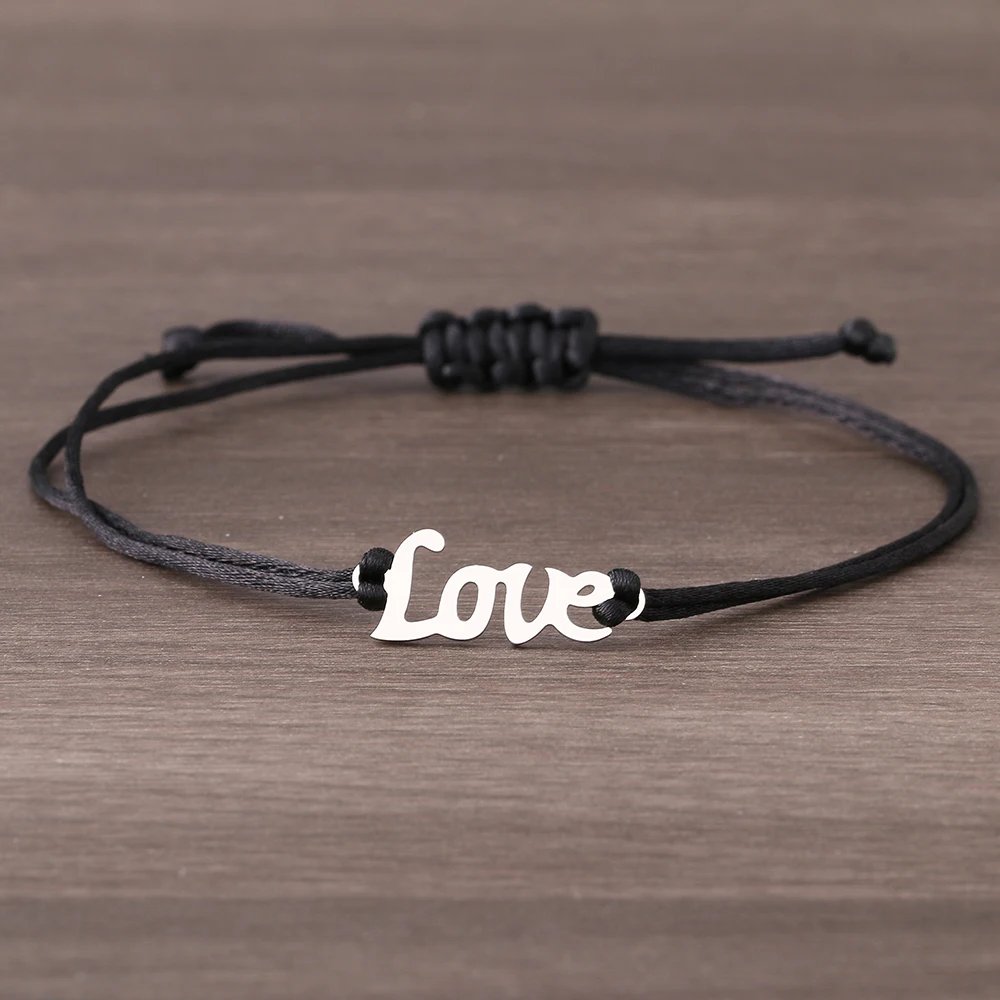 Stainless Steel Bracelets Lucky Black Red Rope Hand Made Fashion Clover Cartoon Cross Summer Charm Bracelet For Women Jewelry