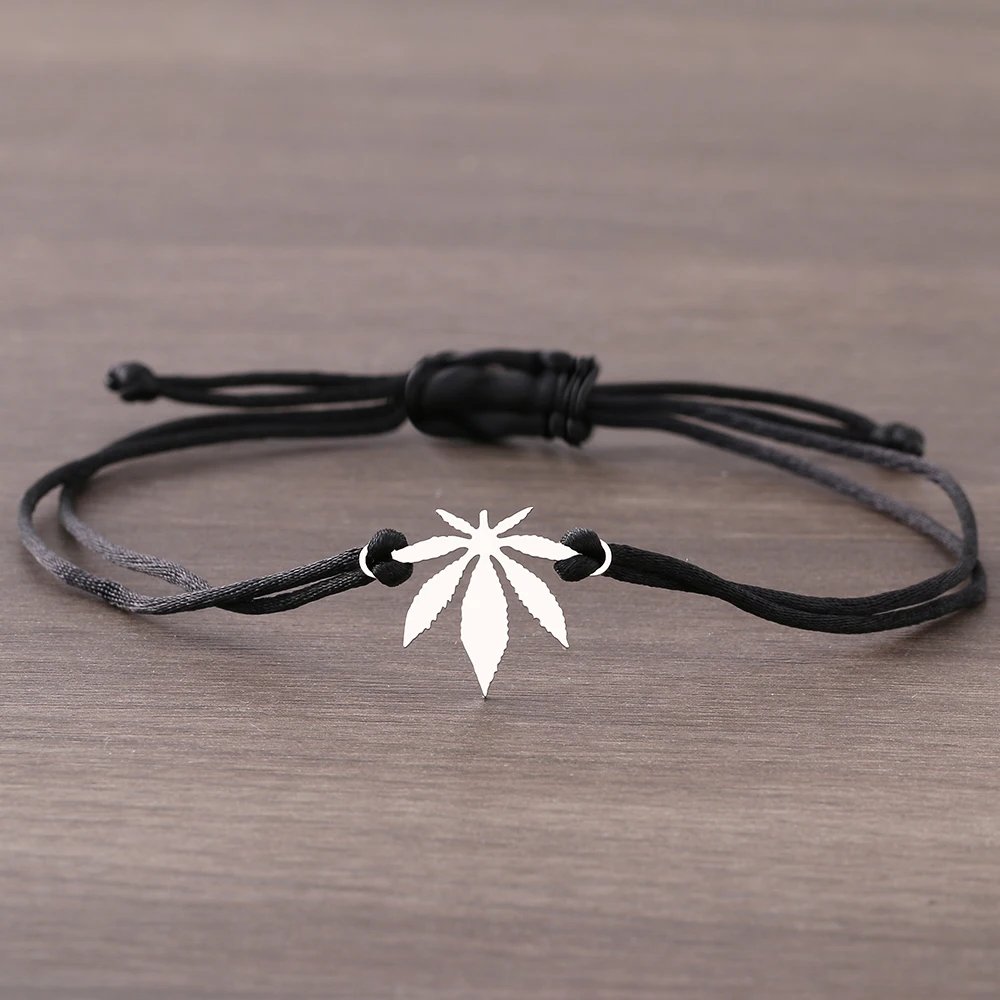 Stainless Steel Bracelets Lucky Black Red Rope Hand Made Fashion Clover Cartoon Cross Summer Charm Bracelet For Women Jewelry