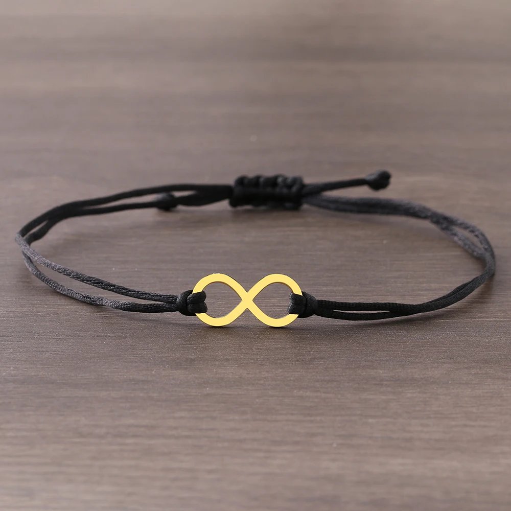 Stainless Steel Bracelets Lucky Black Red Rope Hand Made Fashion Clover Cartoon Cross Summer Charm Bracelet For Women Jewelry