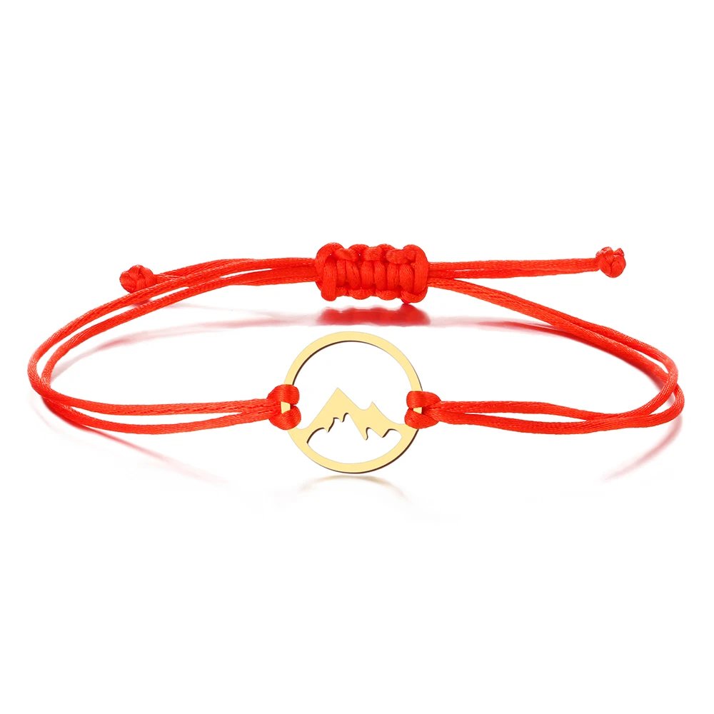 Stainless Steel Bracelets Lucky Black Red Rope Hand Made Fashion Clover Cartoon Cross Summer Charm Bracelet For Women Jewelry