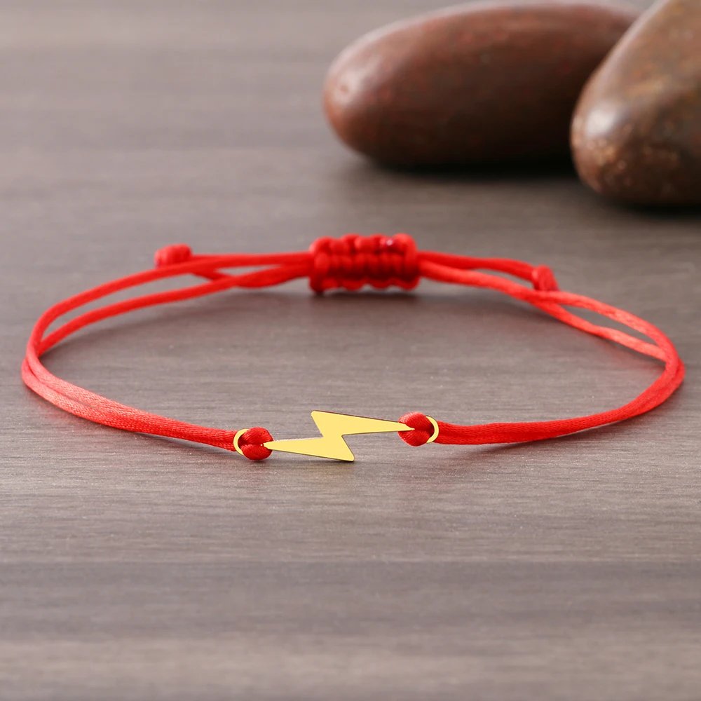 Stainless Steel Bracelets Lucky Black Red Rope Hand Made Fashion Clover Cartoon Cross Summer Charm Bracelet For Women Jewelry