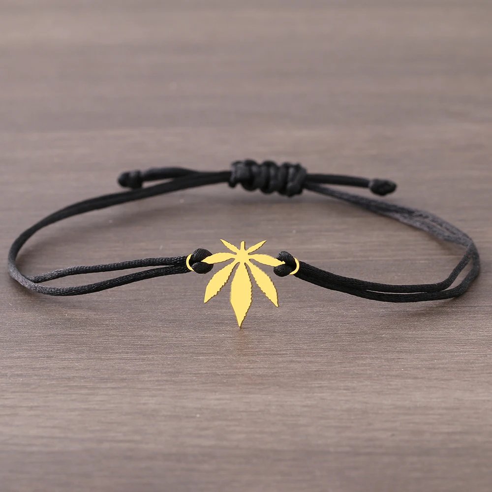 Stainless Steel Bracelets Lucky Black Red Rope Hand Made Fashion Clover Cartoon Cross Summer Charm Bracelet For Women Jewelry