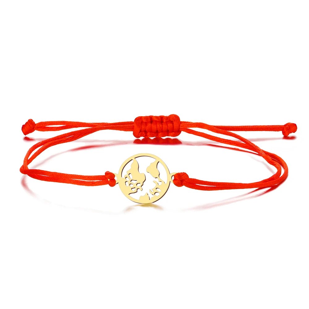 Stainless Steel Bracelets Lucky Black Red Rope Hand Made Fashion Clover Cartoon Cross Summer Charm Bracelet For Women Jewelry