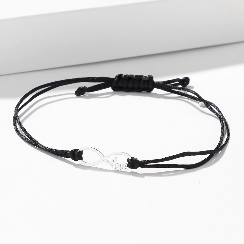 Stainless Steel Bracelets Lucky Black Red Rope Hand Made Fashion Clover Cartoon Cross Summer Charm Bracelet For Women Jewelry