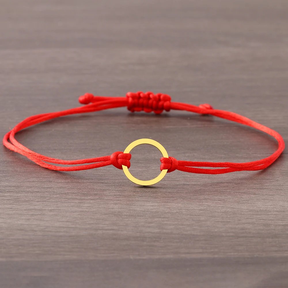 Stainless Steel Bracelets Lucky Black Red Rope Hand Made Fashion Clover Cartoon Cross Summer Charm Bracelet For Women Jewelry