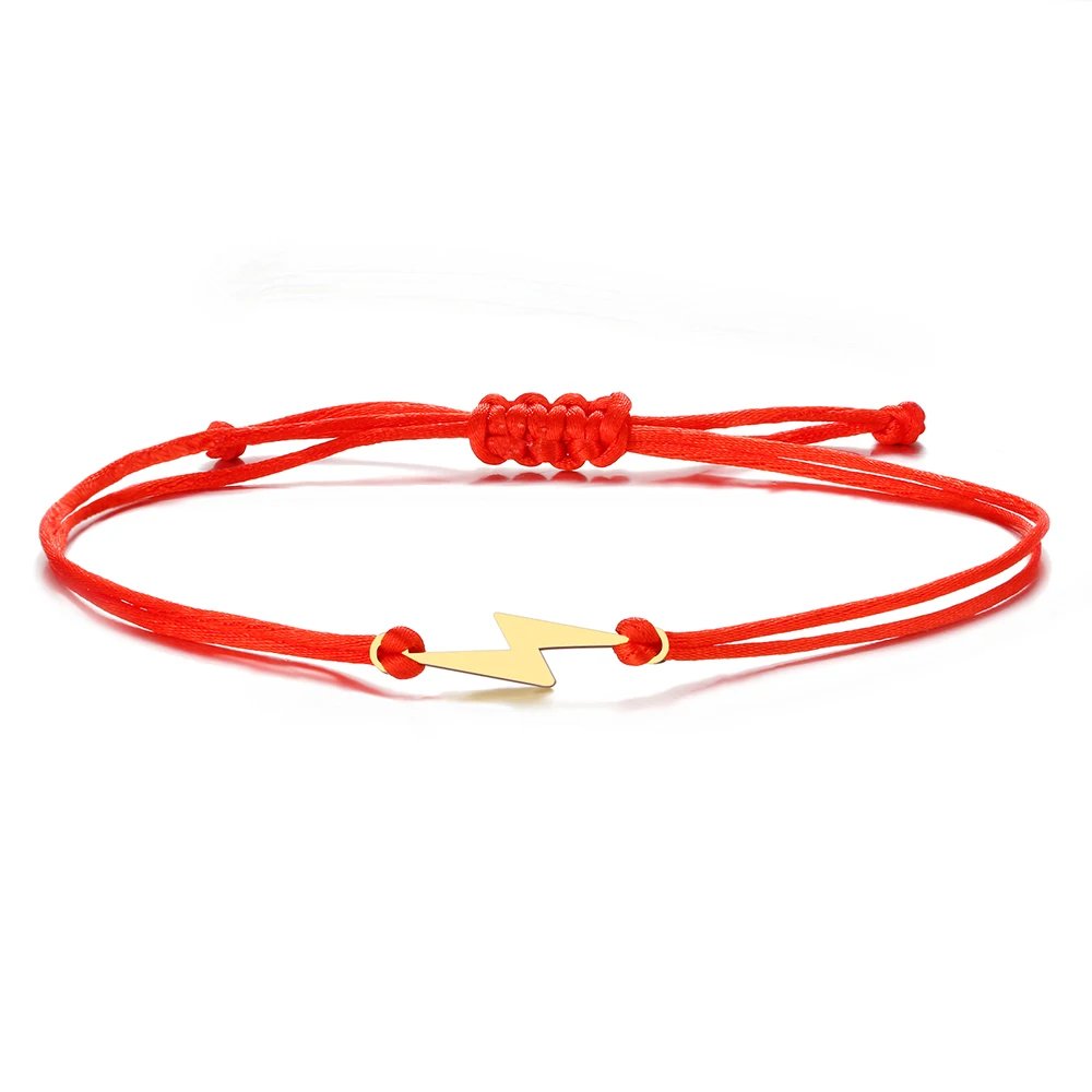 Stainless Steel Bracelets Lucky Black Red Rope Hand Made Fashion Clover Cartoon Cross Summer Charm Bracelet For Women Jewelry