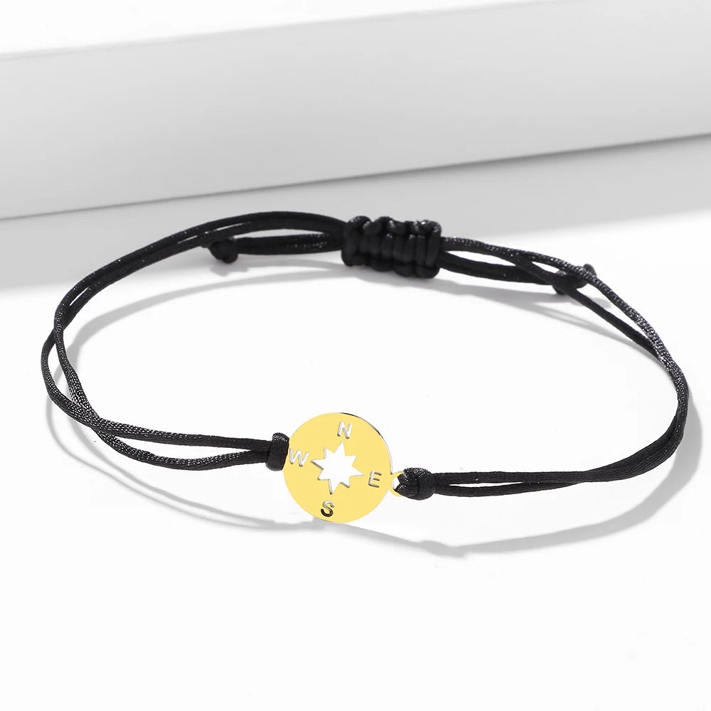 Stainless Steel Bracelets Lucky Black Red Rope Hand Made Fashion Clover Cartoon Cross Summer Charm Bracelet For Women Jewelry