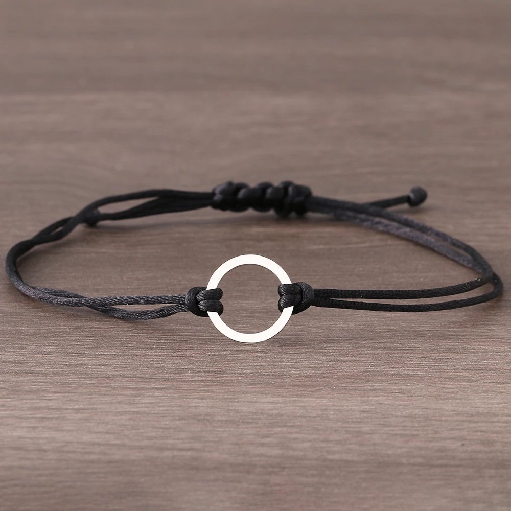 Stainless Steel Bracelets Lucky Black Red Rope Hand Made Fashion Clover Cartoon Cross Summer Charm Bracelet For Women Jewelry