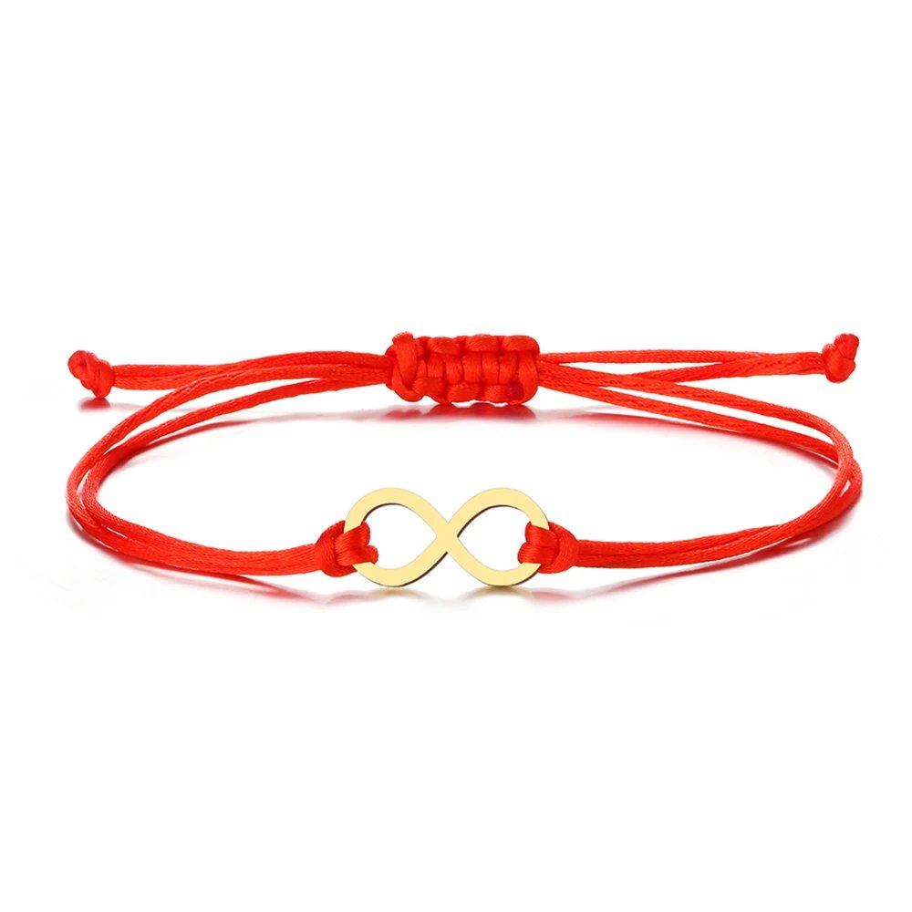 Stainless Steel Bracelets Lucky Black Red Rope Hand Made Fashion Clover Cartoon Cross Summer Charm Bracelet For Women Jewelry