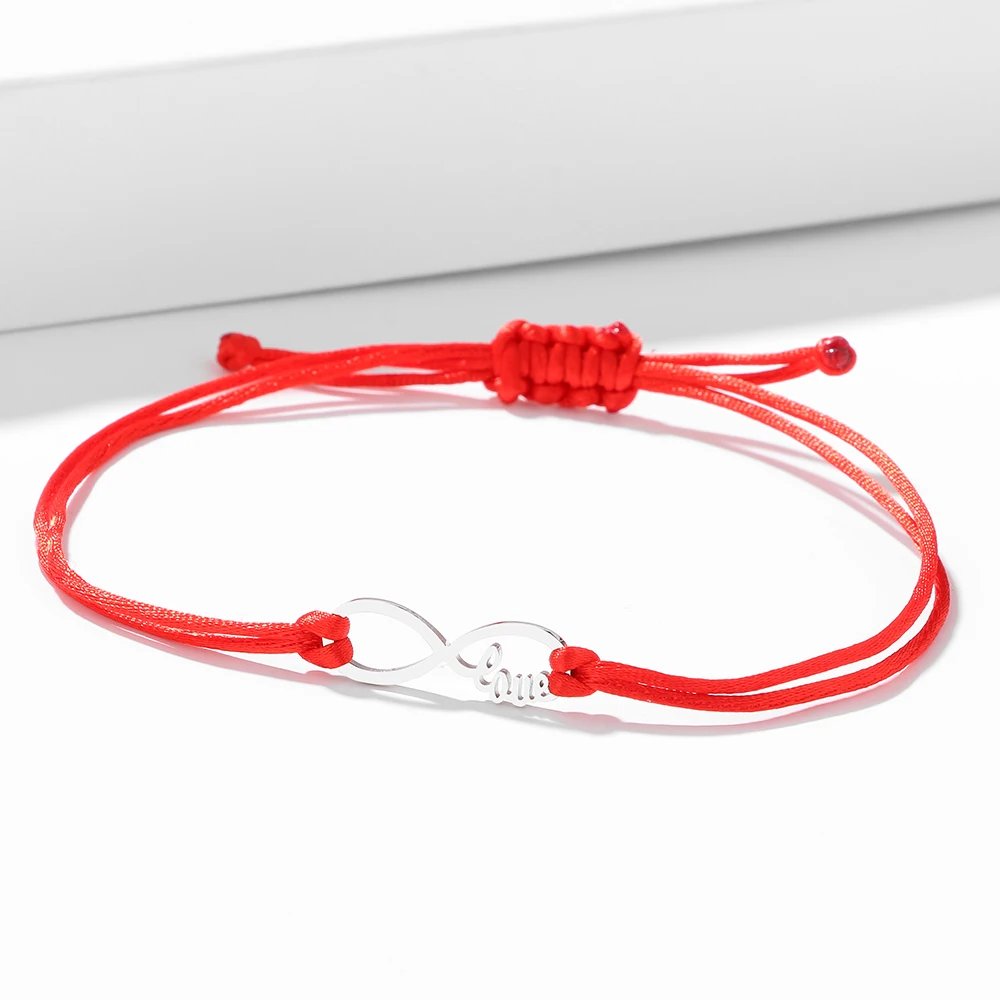 Stainless Steel Bracelets Lucky Black Red Rope Hand Made Fashion Clover Cartoon Cross Summer Charm Bracelet For Women Jewelry