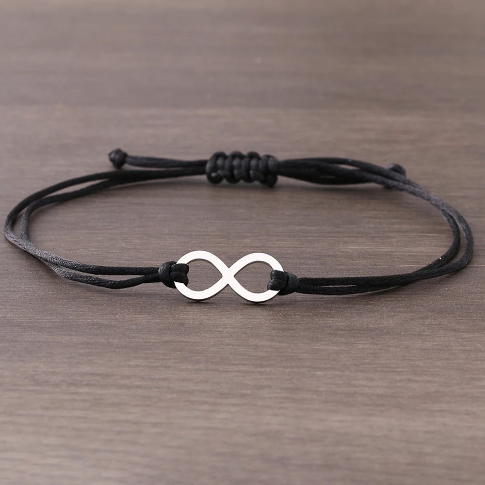 Stainless Steel Bracelets Lucky Black Red Rope Hand Made Fashion Clover Cartoon Cross Summer Charm Bracelet For Women Jewelry