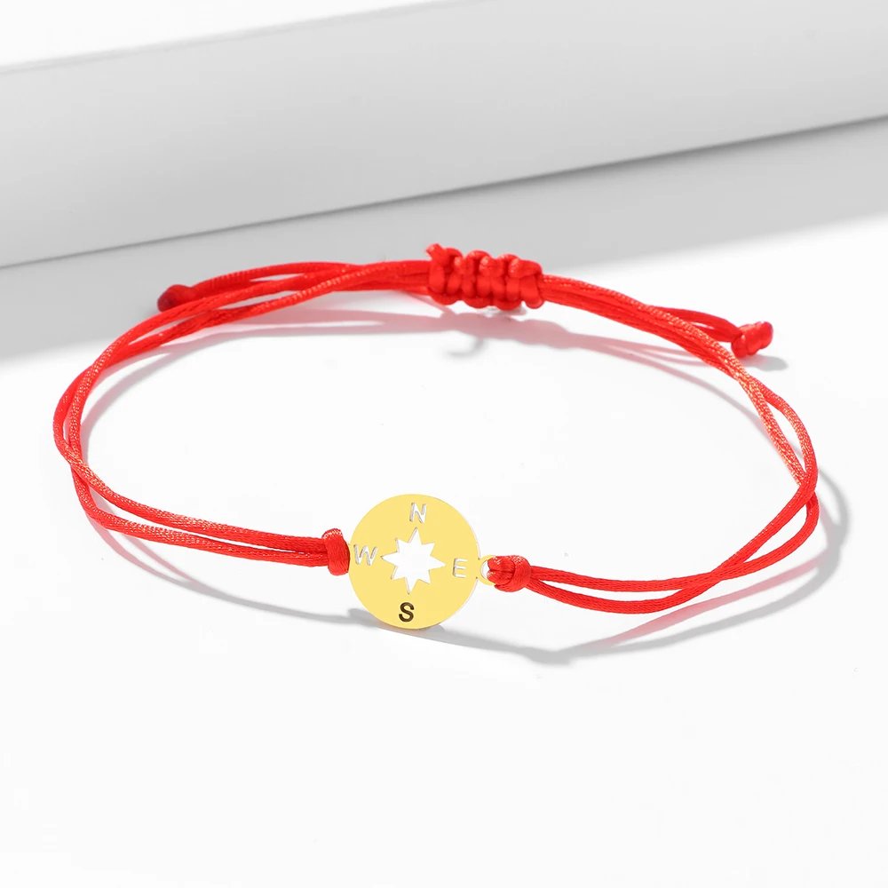 Stainless Steel Bracelets Lucky Black Red Rope Hand Made Fashion Clover Cartoon Cross Summer Charm Bracelet For Women Jewelry