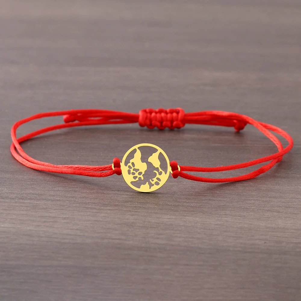 Stainless Steel Bracelets Lucky Black Red Rope Hand Made Fashion Clover Cartoon Cross Summer Charm Bracelet For Women Jewelry