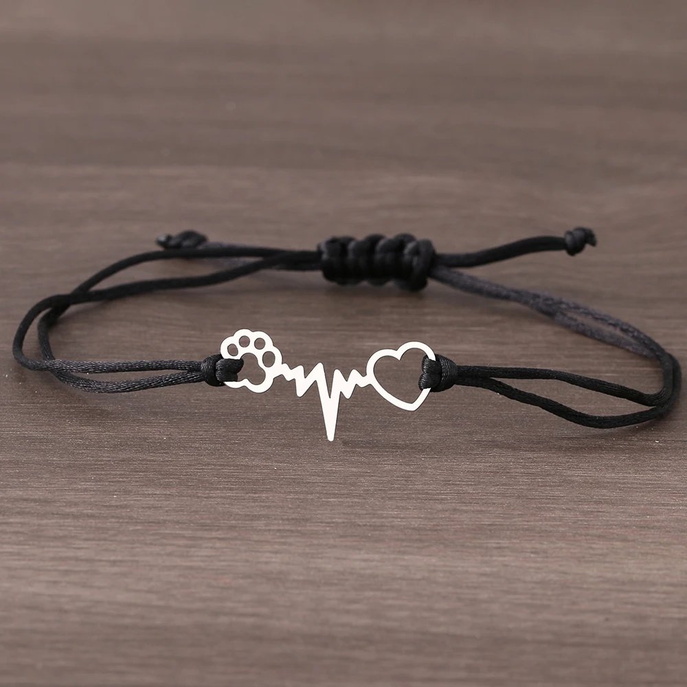 Stainless Steel Bracelets Lucky Black Red Rope Hand Made Fashion Clover Cartoon Cross Summer Charm Bracelet For Women Jewelry