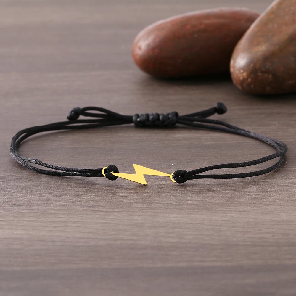 Stainless Steel Bracelets Lucky Black Red Rope Hand Made Fashion Clover Cartoon Cross Summer Charm Bracelet For Women Jewelry