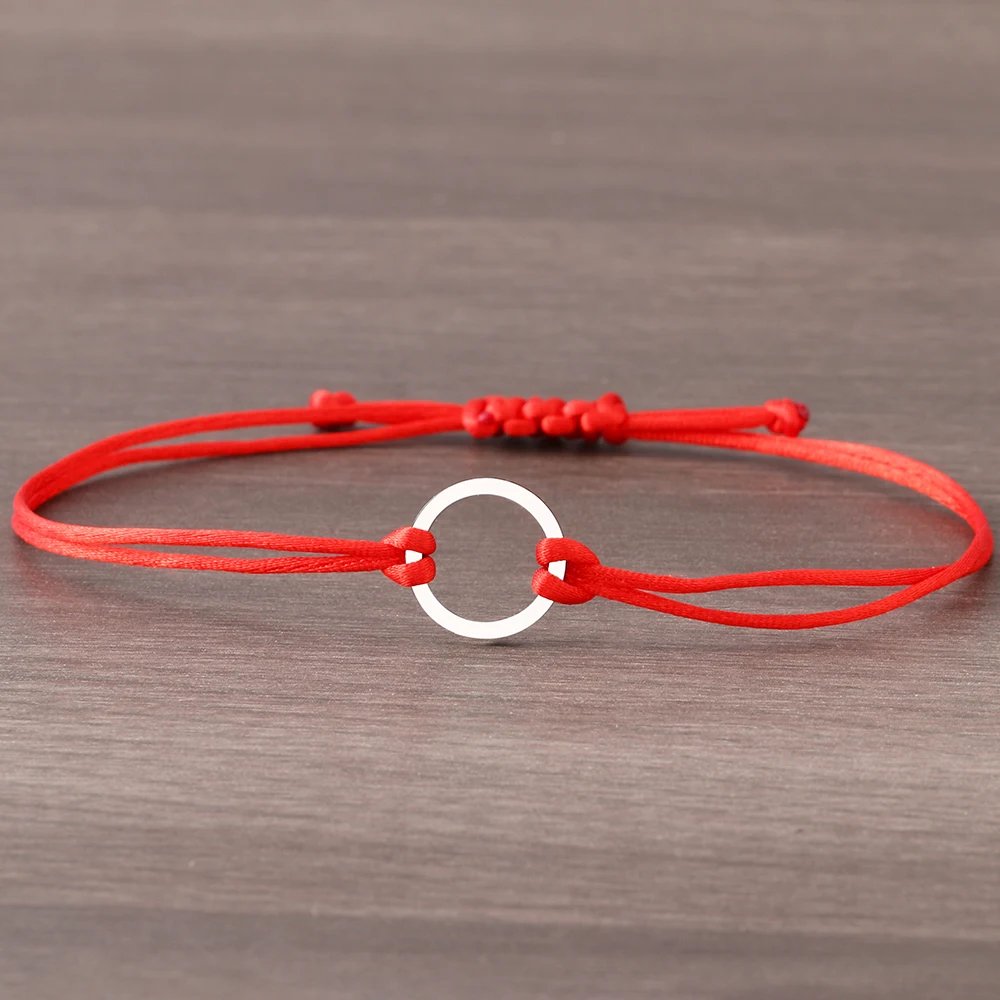 Stainless Steel Bracelets Lucky Black Red Rope Hand Made Fashion Clover Cartoon Cross Summer Charm Bracelet For Women Jewelry