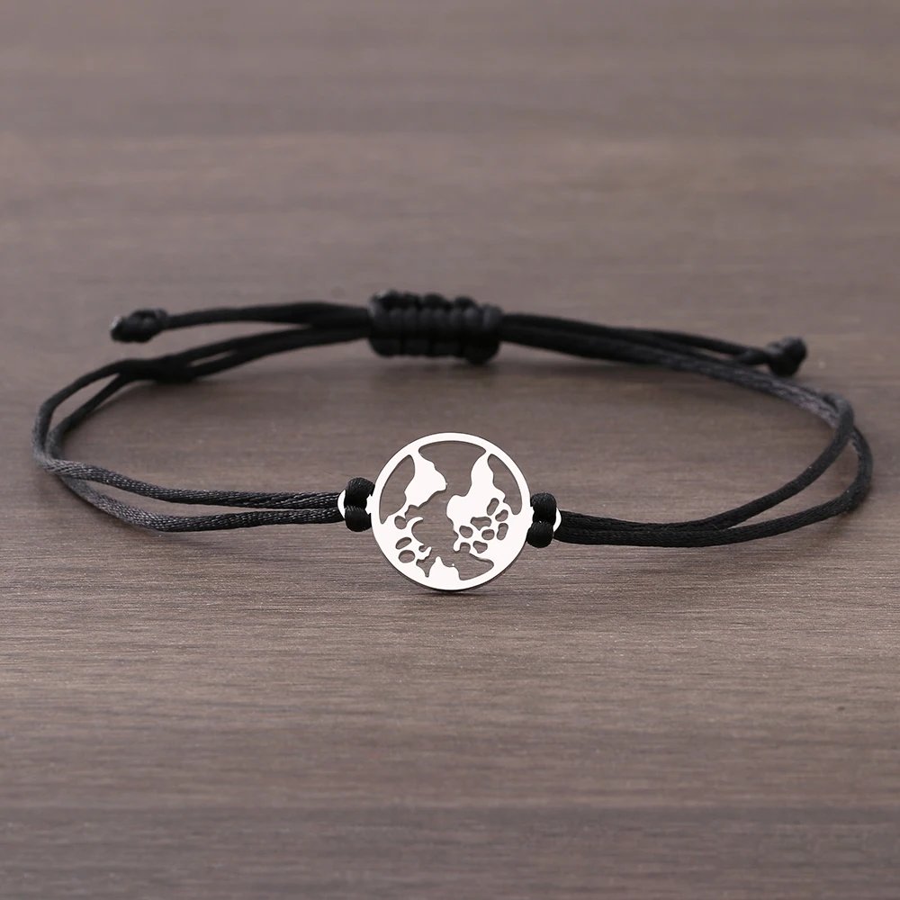Stainless Steel Bracelets Lucky Black Red Rope Hand Made Fashion Clover Cartoon Cross Summer Charm Bracelet For Women Jewelry