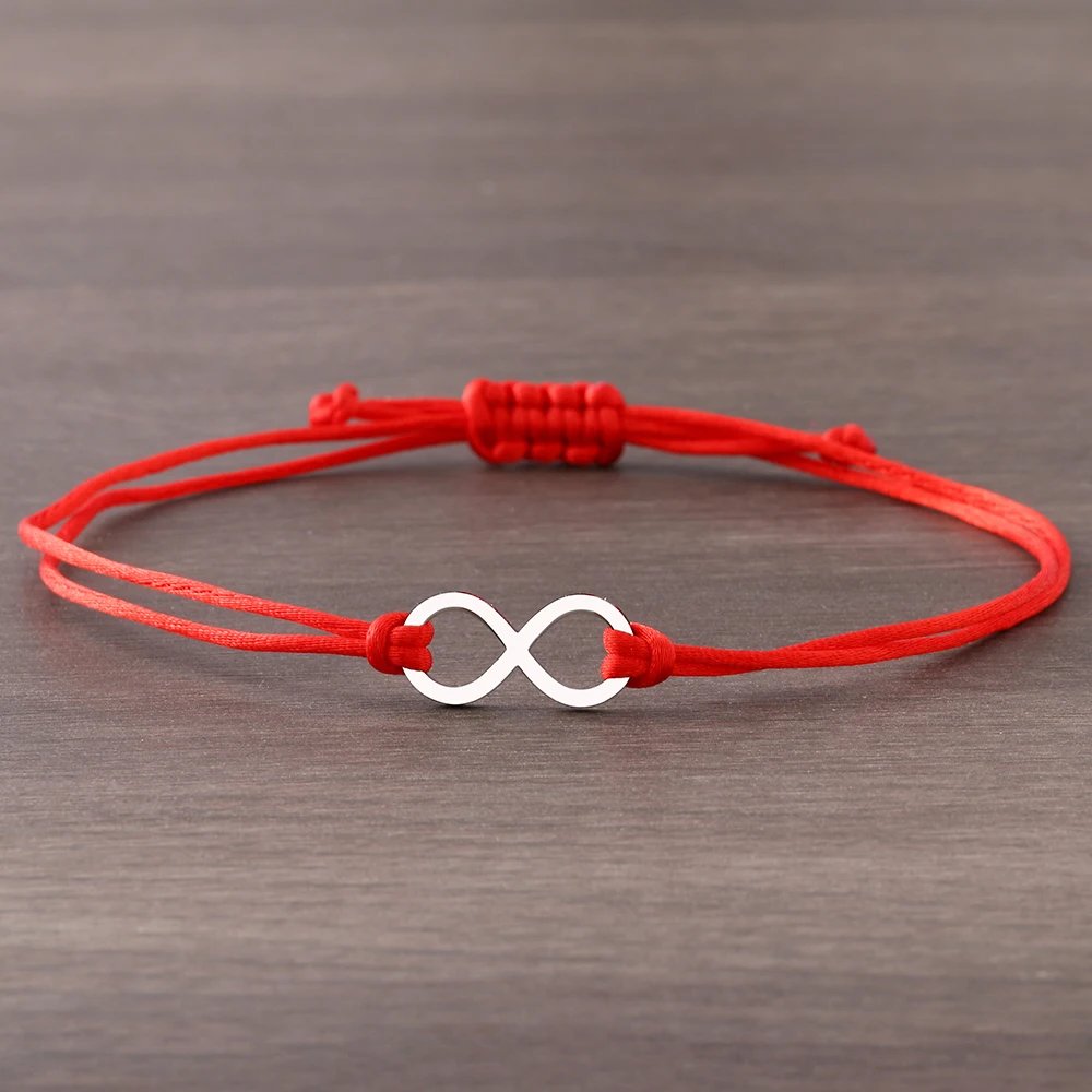 Stainless Steel Bracelets Lucky Black Red Rope Hand Made Fashion Clover Cartoon Cross Summer Charm Bracelet For Women Jewelry