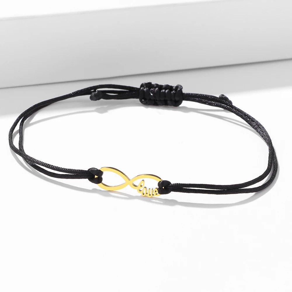 Stainless Steel Bracelets Lucky Black Red Rope Hand Made Fashion Clover Cartoon Cross Summer Charm Bracelet For Women Jewelry