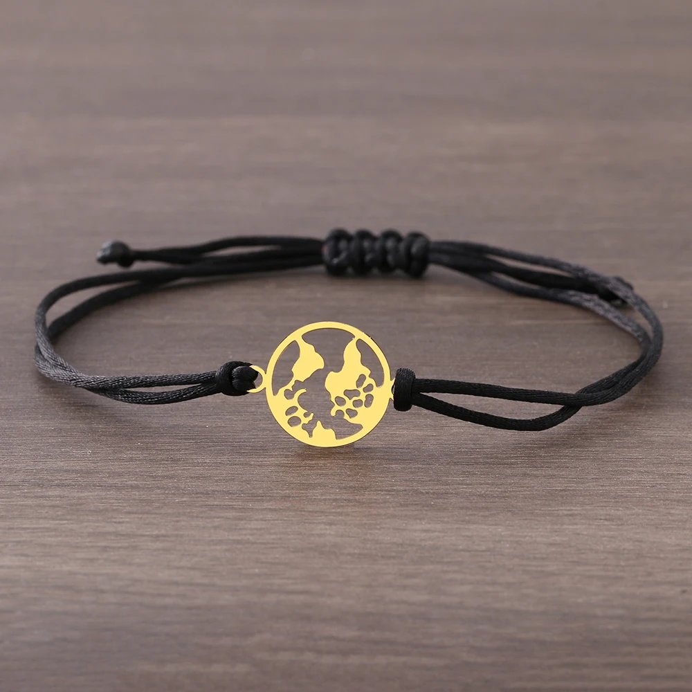 Stainless Steel Bracelets Lucky Black Red Rope Hand Made Fashion Clover Cartoon Cross Summer Charm Bracelet For Women Jewelry