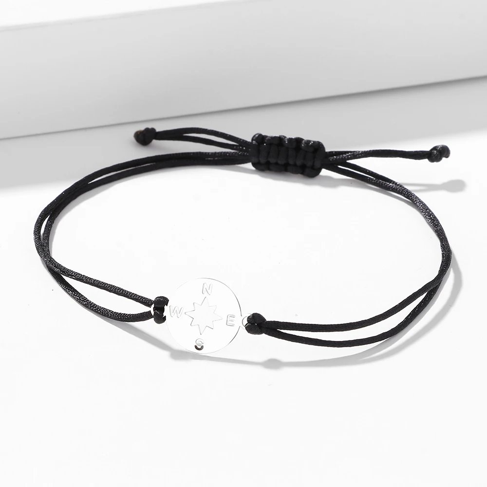 Stainless Steel Bracelets Lucky Black Red Rope Hand Made Fashion Clover Cartoon Cross Summer Charm Bracelet For Women Jewelry