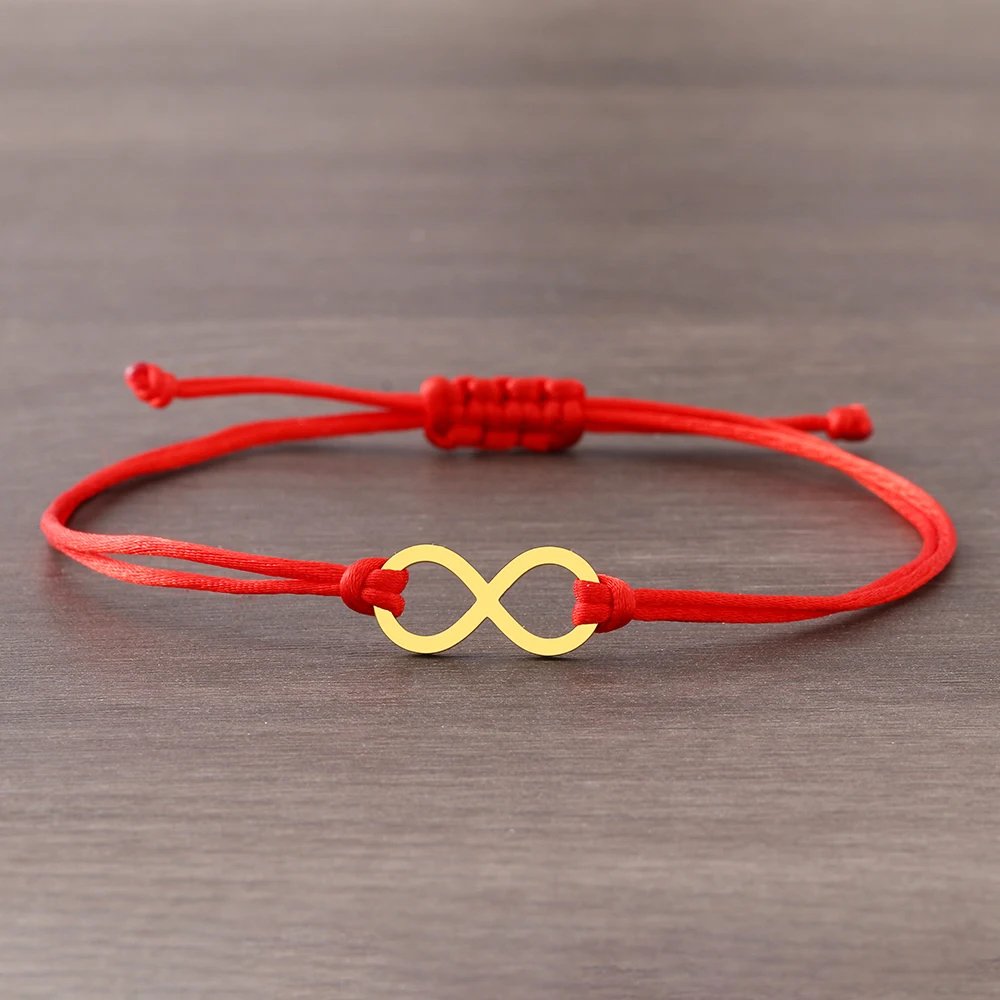 Stainless Steel Bracelets Lucky Black Red Rope Hand Made Fashion Clover Cartoon Cross Summer Charm Bracelet For Women Jewelry