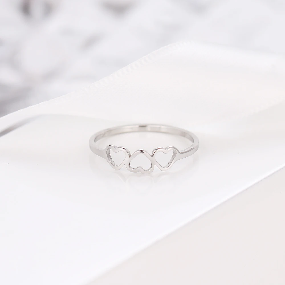 316L Stainless Steel Ring Love Fashion Three Hearts Wedding Rings For Women Accessories Anillos Mujer Bague Femme Jewelry Gifts 316L Stainless Steel Ring Love Fashion Three Hearts Wedding Rings For Women Accessories Anillos Mujer Bague Femme Jewelry Gifts