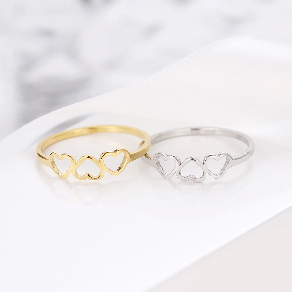 316L Stainless Steel Ring Love Fashion Three Hearts Wedding Rings For Women Accessories Anillos Mujer Bague Femme Jewelry Gifts 316L Stainless Steel Ring Love Fashion Three Hearts Wedding Rings For Women Accessories Anillos Mujer Bague Femme Jewelry Gifts