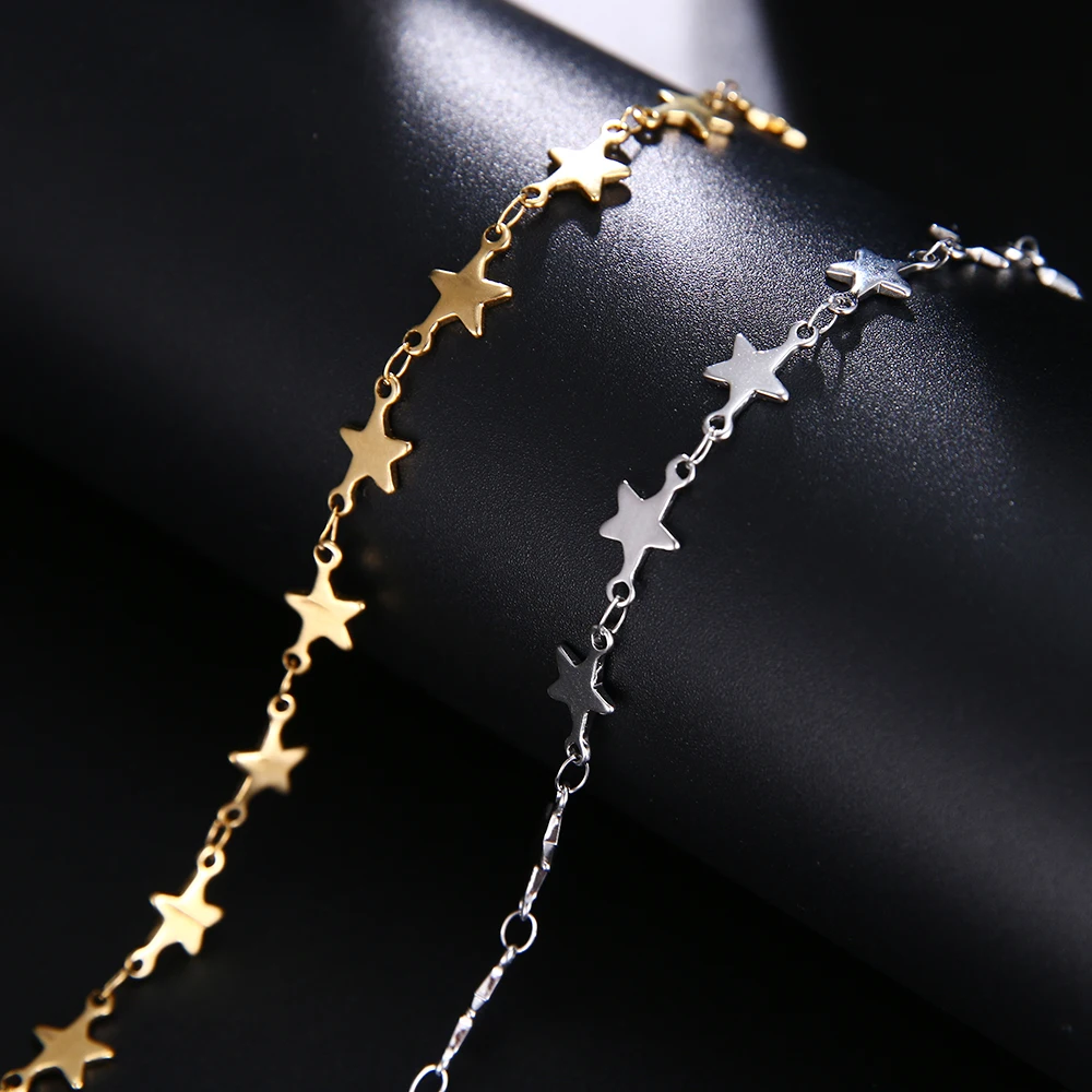 Stainless Steel Chain Bracelets For Man Women Gold Silver Color For Pendant Pentagram Donot Fade Jewelry N1846 Stainless Steel Chain Bracelets For Man Women Gold Silver Color For Pendant Pentagram Donot Fade Jewelry N1846
