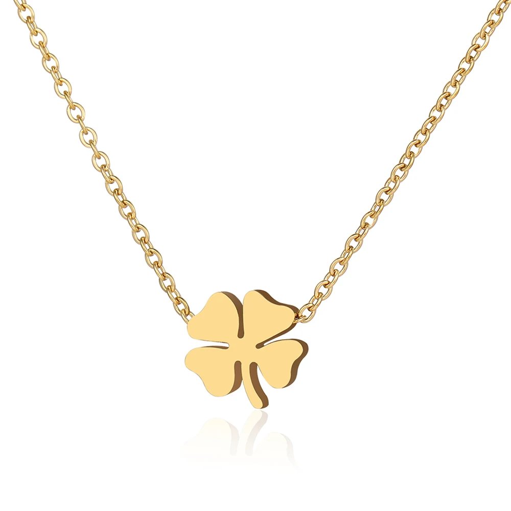 Stainless Steel Necklaces Minimalist Four-leaf Clover Geometric Style Fashion Chain Necklace for Women Collar Pendant Jewelry Stainless Steel Necklaces Minimalist Four-leaf Clover Geometric Style Fashion Chain Necklace for Women Collar Pendant Jewelry