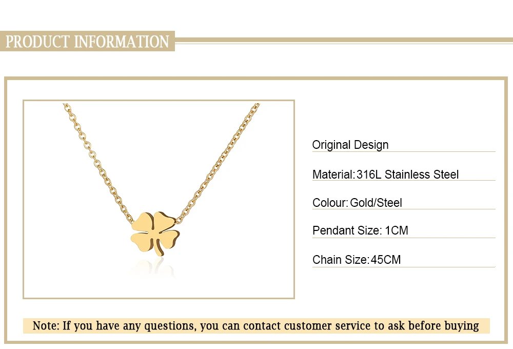 Stainless Steel Necklaces Minimalist Four-leaf Clover Geometric Style Fashion Chain Necklace for Women Collar Pendant Jewelry Stainless Steel Necklaces Minimalist Four-leaf Clover Geometric Style Fashion Chain Necklace for Women Collar Pendant Jewelry