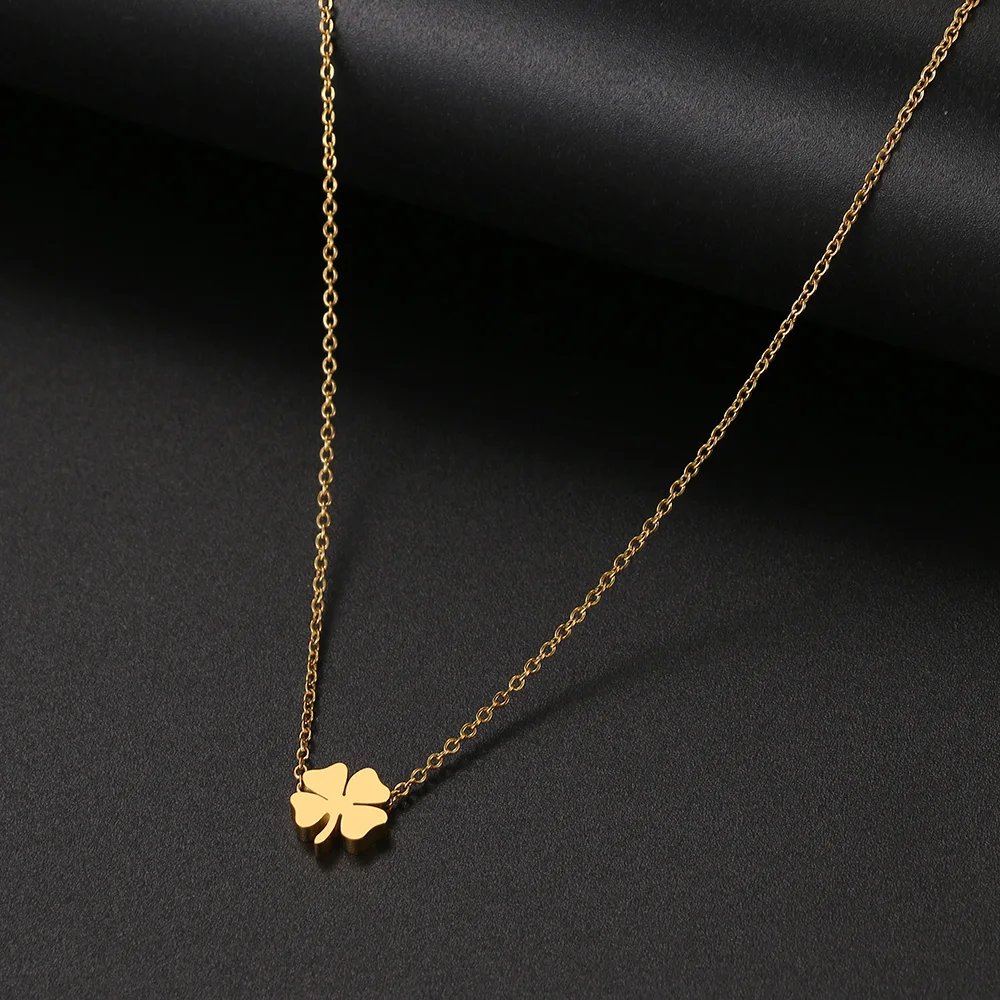 Stainless Steel Necklaces Minimalist Four-leaf Clover Geometric Style Fashion Chain Necklace for Women Collar Pendant Jewelry Stainless Steel Necklaces Minimalist Four-leaf Clover Geometric Style Fashion Chain Necklace for Women Collar Pendant Jewelry