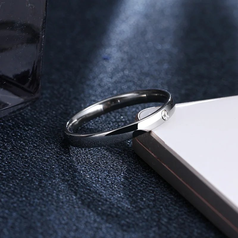 Stainless Steel Rings For Women Men Simple One Zircon Engagement Fashion Jewelry Rings For Male Party Wedding Stainless Steel Rings For Women Men Simple One Zircon Engagement Fashion Jewelry Rings For Male Party Wedding