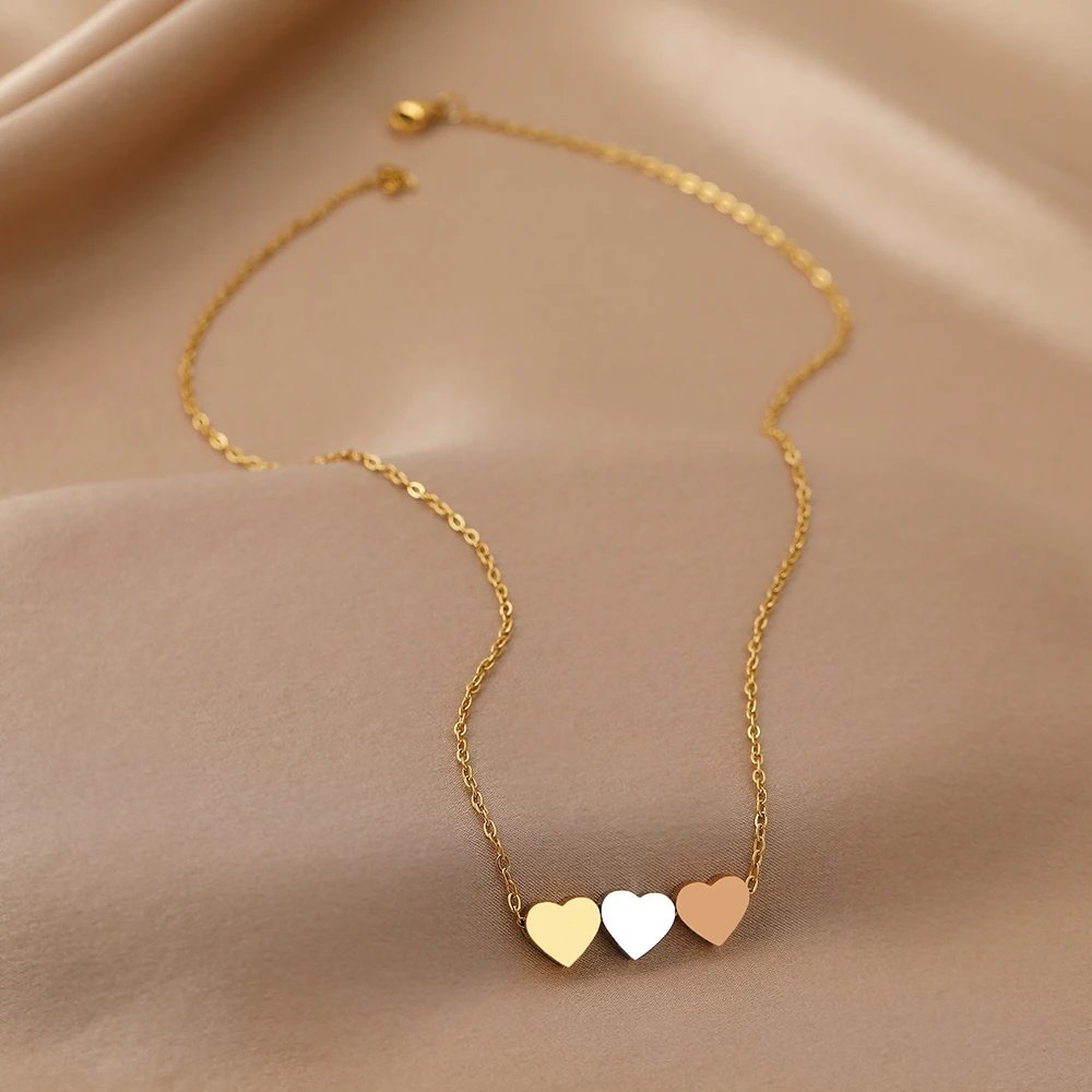 Stainless Steel Necklaces New Trend Sweetheart Gold Color Silver Color Metal Charms Pendants Chains Fashion Necklace For Women Stainless Steel Necklaces New Trend Sweetheart Gold Color Silver Color Metal Charms Pendants Chains Fashion Necklace For Women